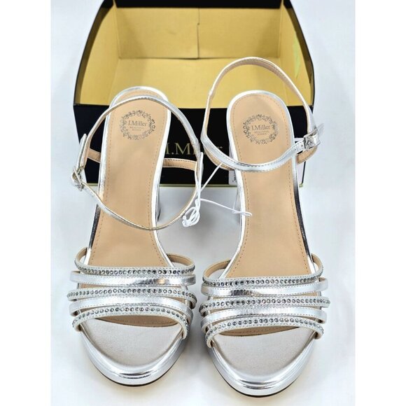 I. Miller Womens Sylas Strappy Heeled Sandals Silver & Rhinestones Size 11 - Picture 8 of 9